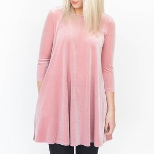 blush pink rose velvet swing tunic